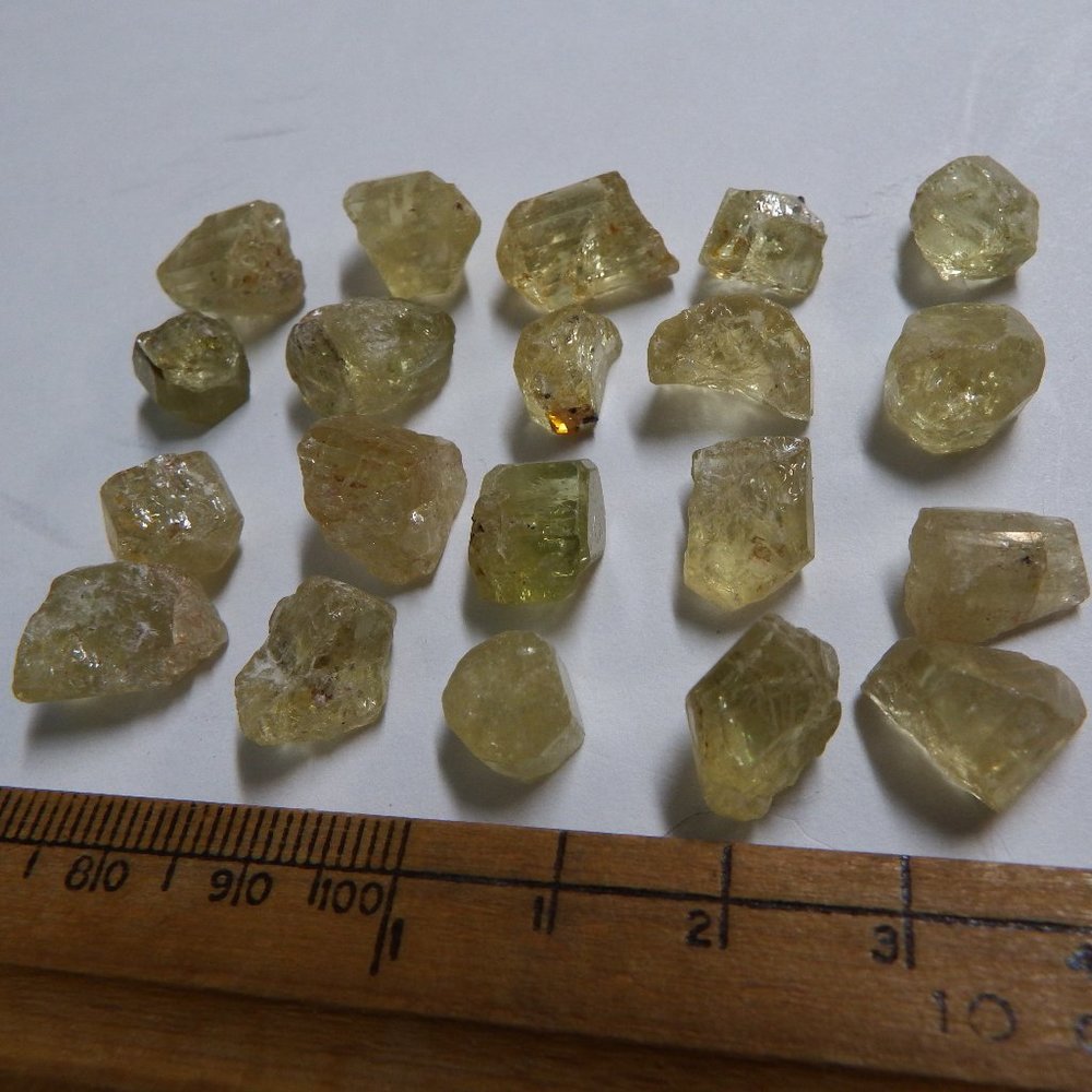 118ct yellow untreated apatite rough lot from durango mexico